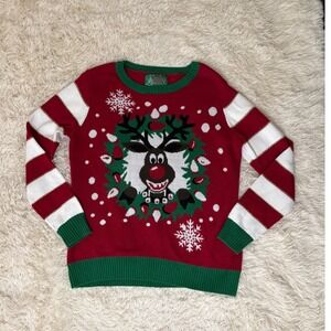 Ugly Christmas Sweater Reindeer Holiday‎ Snowflakes Festive Party - Medium